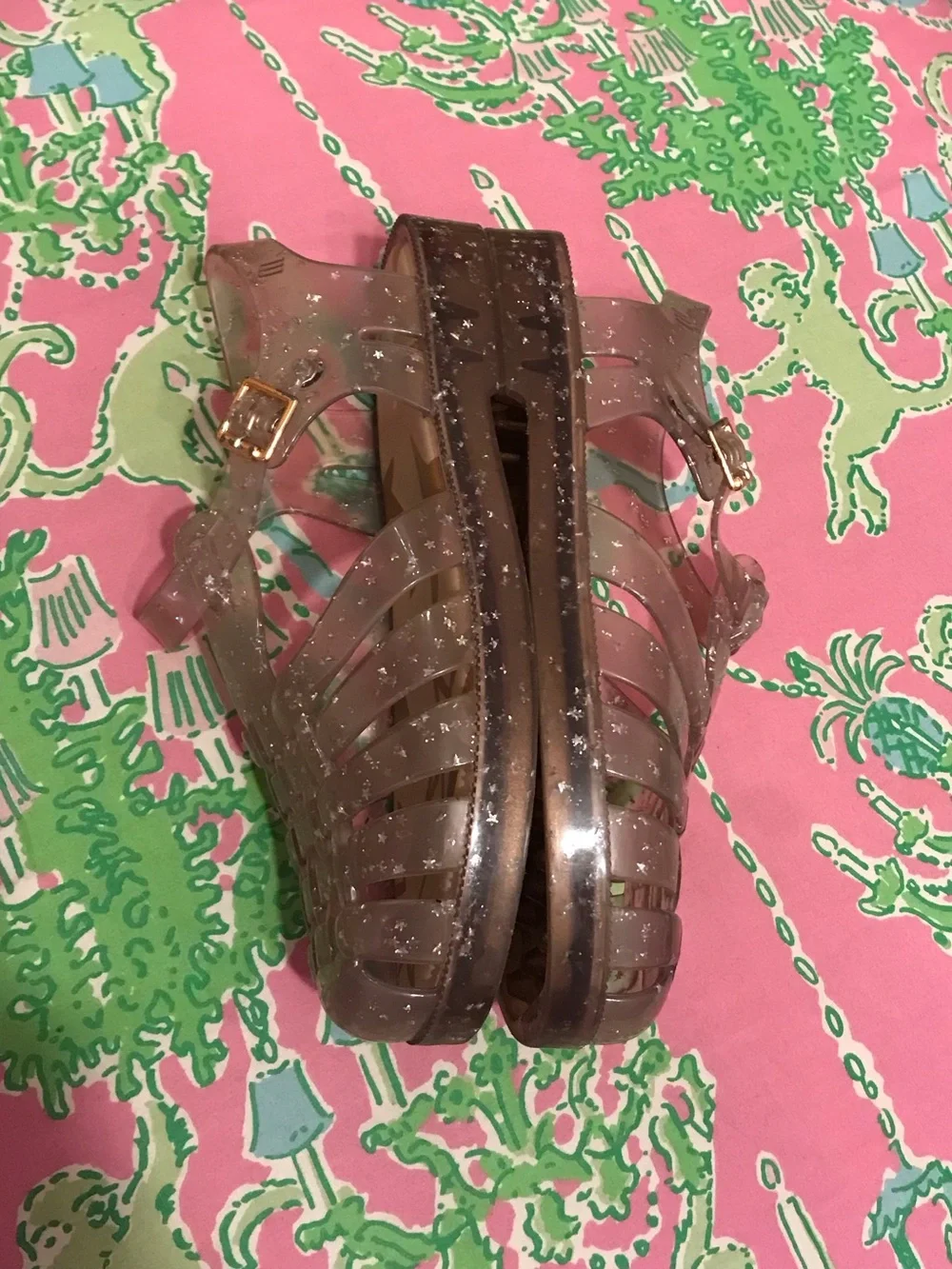Mini Melissa Jelly Star Sandals Girls Possession Shiny Elements Fisherman size 4